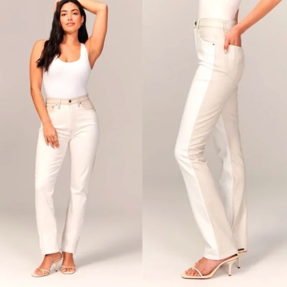 ABERCROMBIE & FITCH TWO-TONE VEGAN LEATHER PANTS (SIZE 28R)